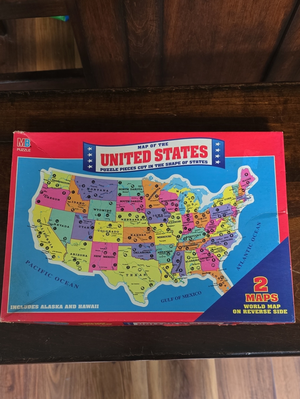 Complete. Double Sided Map of the United States & World Educational Puzzle